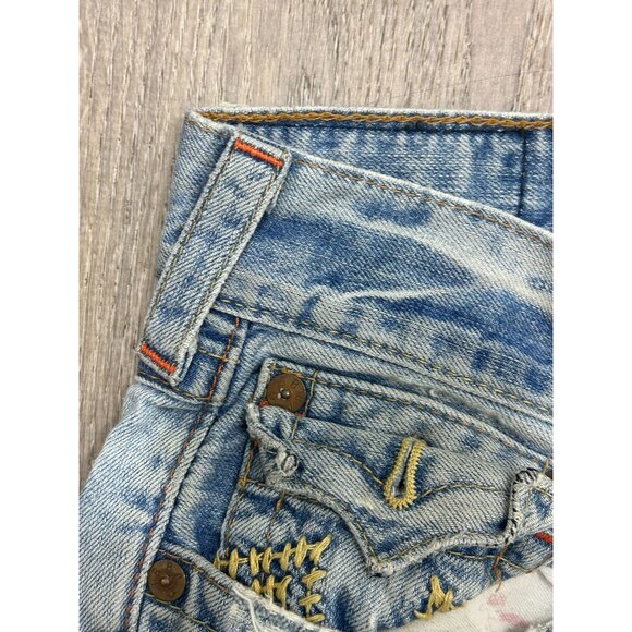 True Religion Jeans Men's Size 34 Wide Leg Embroidered Pockets Denim Blue - Picture 7 of 12